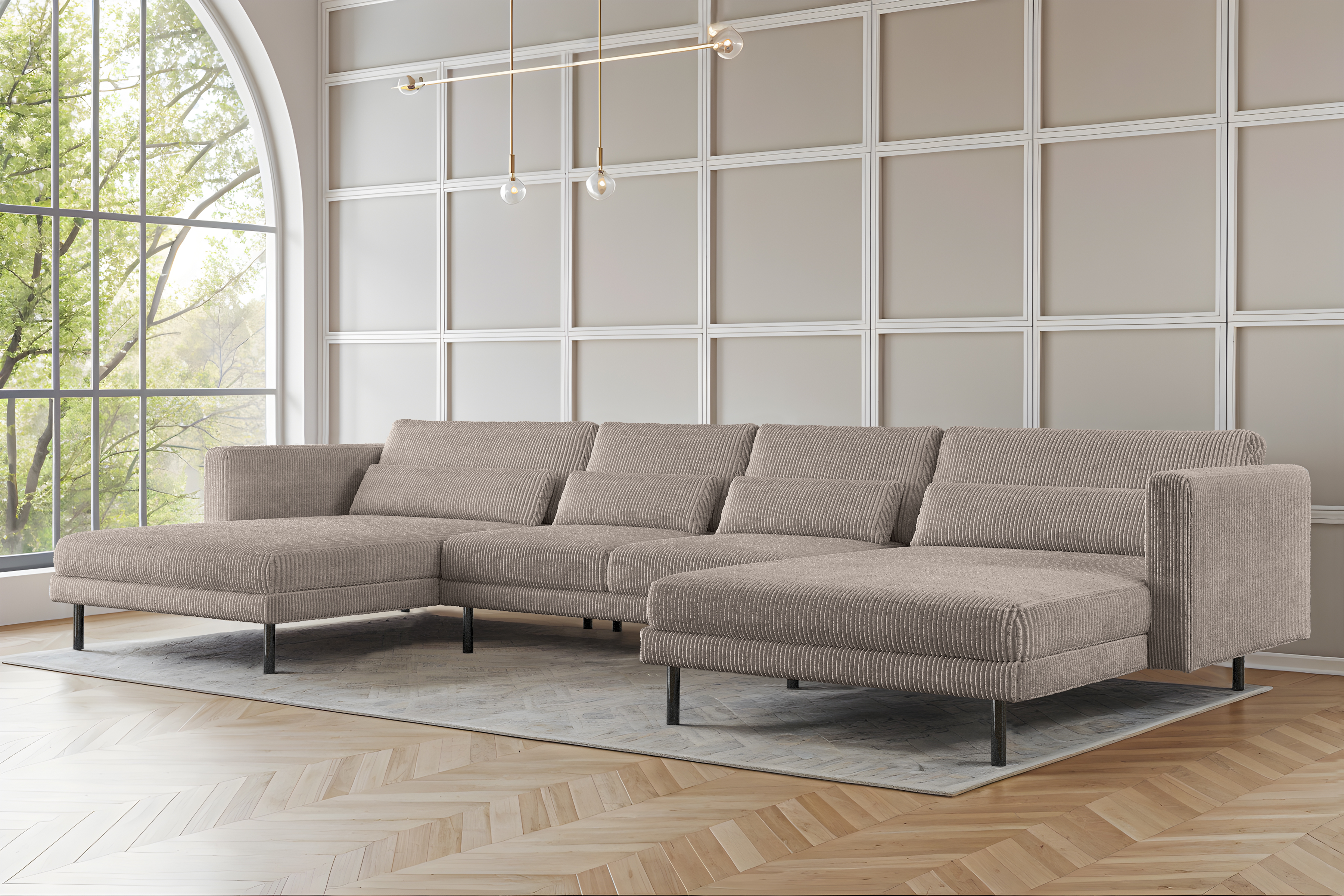 Modulares Ecksofa DANI U in U-Form aus Cordstoff POSO – großes Familiensofa für modernes Wohnzimmer, Poso 02